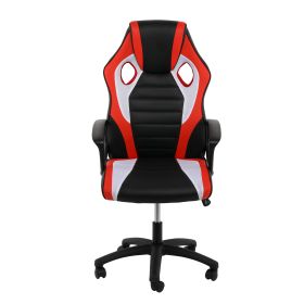 YSSOA Gaming Office High Back Computer Ergonomic Adjustable Swivel Chair; Black/Red/White