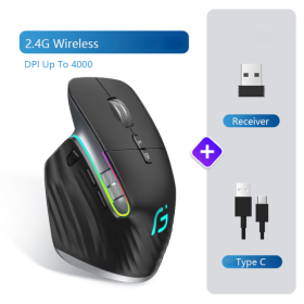 VT Bluetooth+2.4G Wireless Mouse Rechargeable Silent Ergonomic Computer DPI Up 4000 For Tablet Macbook Laptop Gaming Office (Color: 2.4G wireless, Ships From: China)