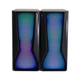 Bed Room Portable Dual Compact LED Gaming Speakers (Color: black A, type: Speakers)