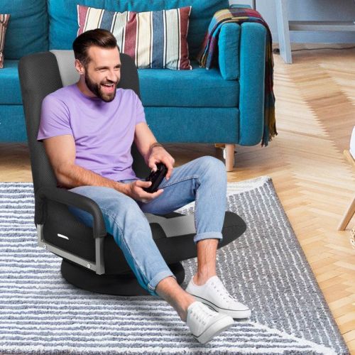 360-Degree Swivel Gaming Floor Chair with Foldable Adjustable Backrest 360-Degree Swivel Gaming Floor Chair with Foldable Adjustable Backrest